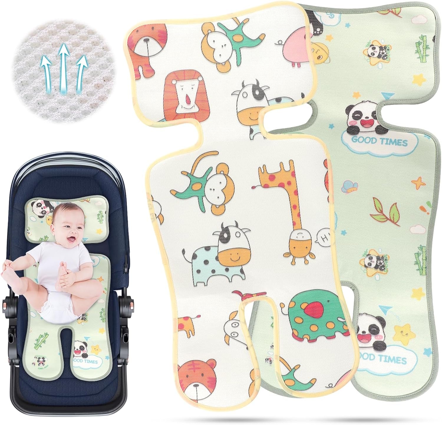 Baby Stroller Cooling Pad, Baby Stroller Seat Cooling Pads, Babys Pushchair Seat Ice Liners, Universal Coolings Cushion Liners for Strollers, Car Seats Cooler Pad for Toddler Infant (Animals)