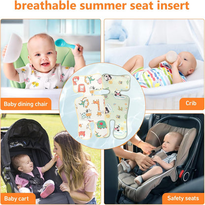 Baby Stroller Cooling Pad, Baby Stroller Seat Cooling Pads, Babys Pushchair Seat Ice Liners, Universal Coolings Cushion Liners for Strollers, Car Seats Cooler Pad for Toddler Infant (Animals)