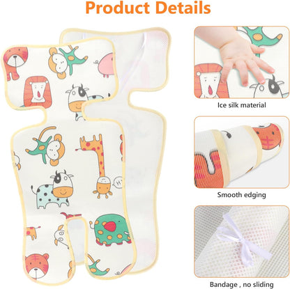 Baby Stroller Cooling Pad, Baby Stroller Seat Cooling Pads, Babys Pushchair Seat Ice Liners, Universal Coolings Cushion Liners for Strollers, Car Seats Cooler Pad for Toddler Infant (Animals)