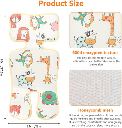 Baby Stroller Cooling Pad, Baby Stroller Seat Cooling Pads, Babys Pushchair Seat Ice Liners, Universal Coolings Cushion Liners for Strollers, Car Seats Cooler Pad for Toddler Infant (Animals)