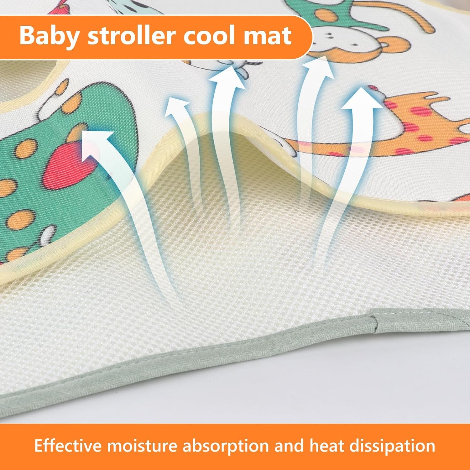 Baby Stroller Cooling Pad, Baby Stroller Seat Cooling Pads, Babys Pushchair Seat Ice Liners, Universal Coolings Cushion Liners for Strollers, Car Seats Cooler Pad for Toddler Infant (Animals)
